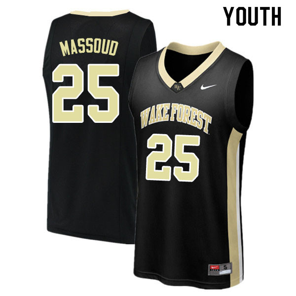 Youth #25 Ismael Massoud Wake Forest Demon Deacons College Basketball Jerseys Sale-Black